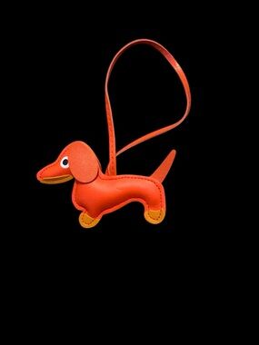 Leather Dachshund Dog Bag Charm Orange Wiener Pup